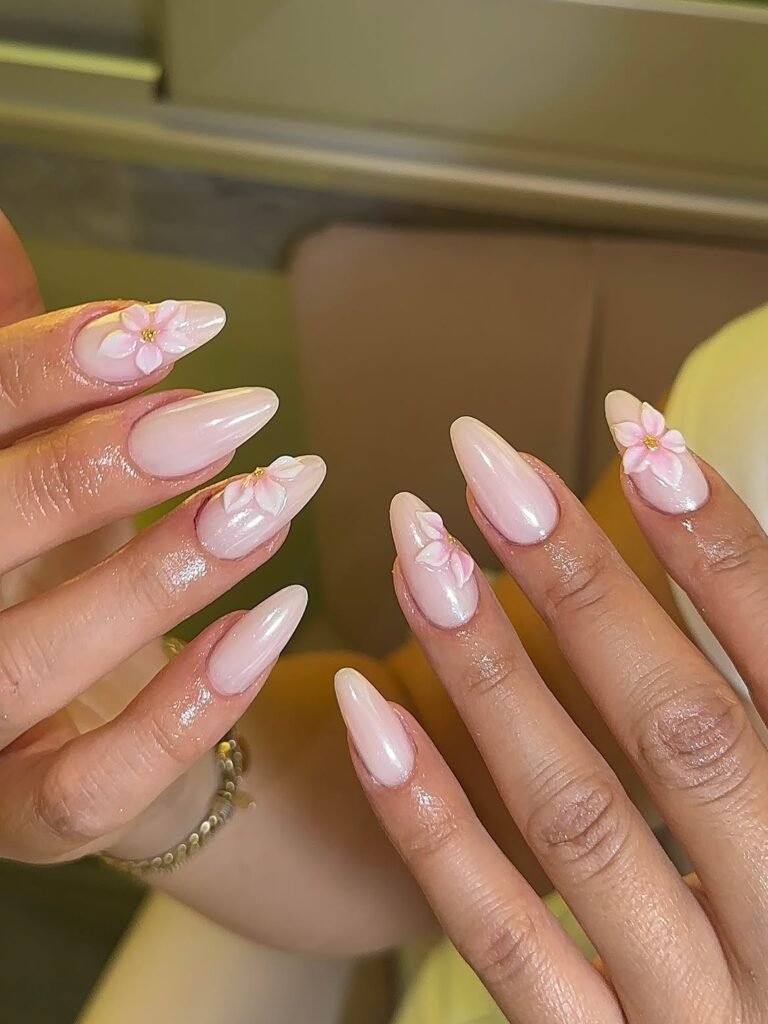 Floral Coffin Nails