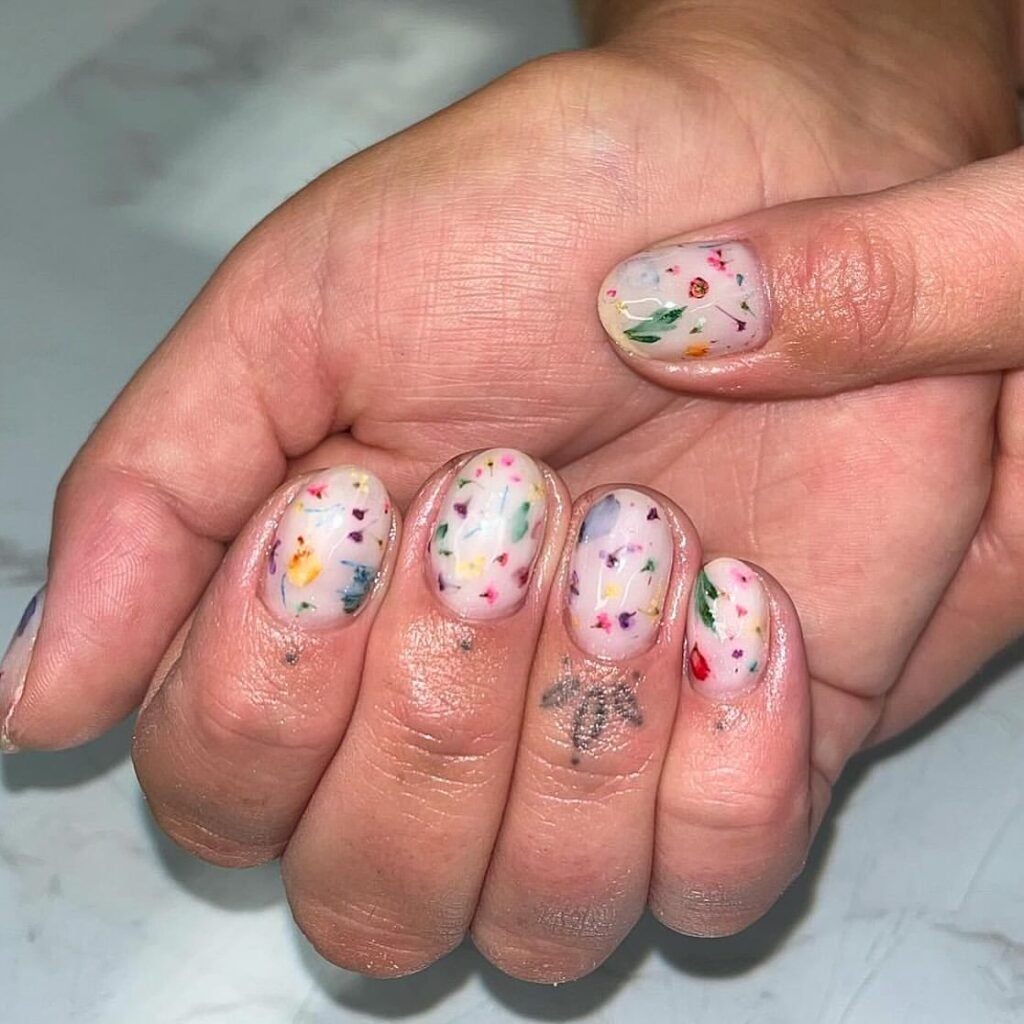 Floral Milk Bath Nails