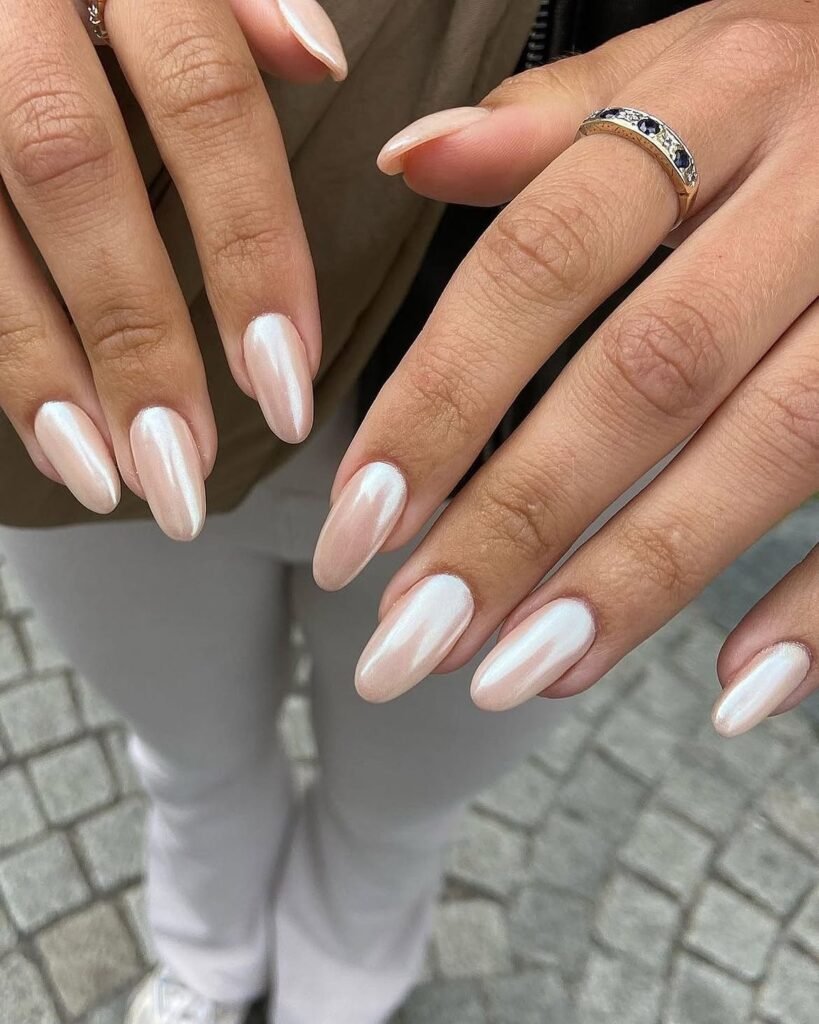 Glazed Donut Chrome Nails