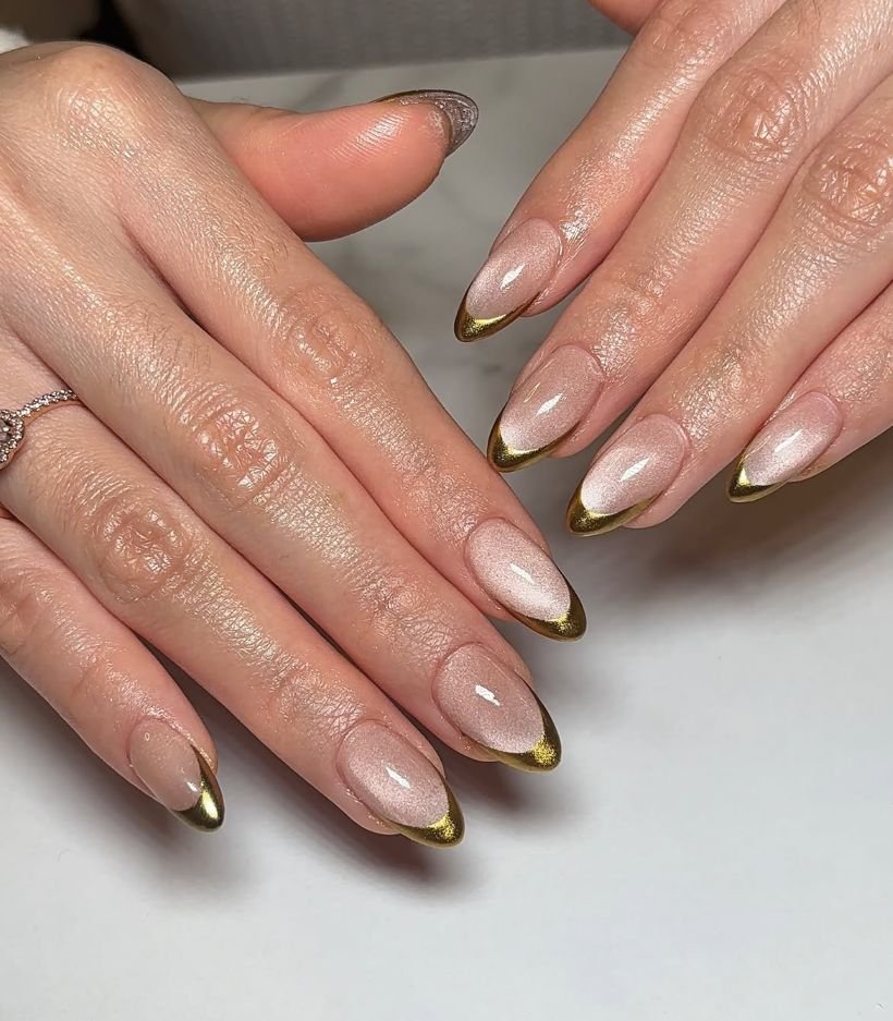 Gold French Tip Nails