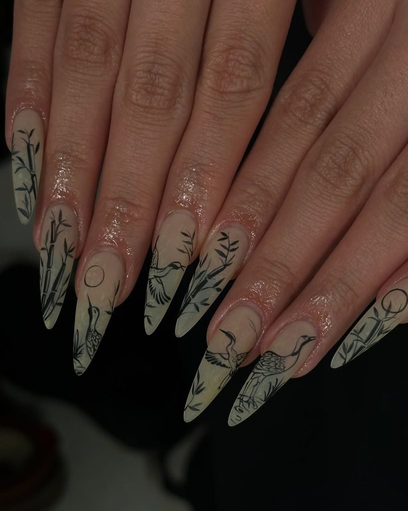 Hand-Painted Bamboo Nails