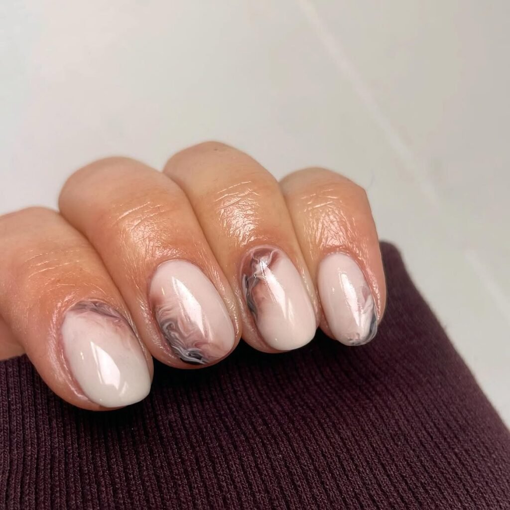 Marble Coffin Nails