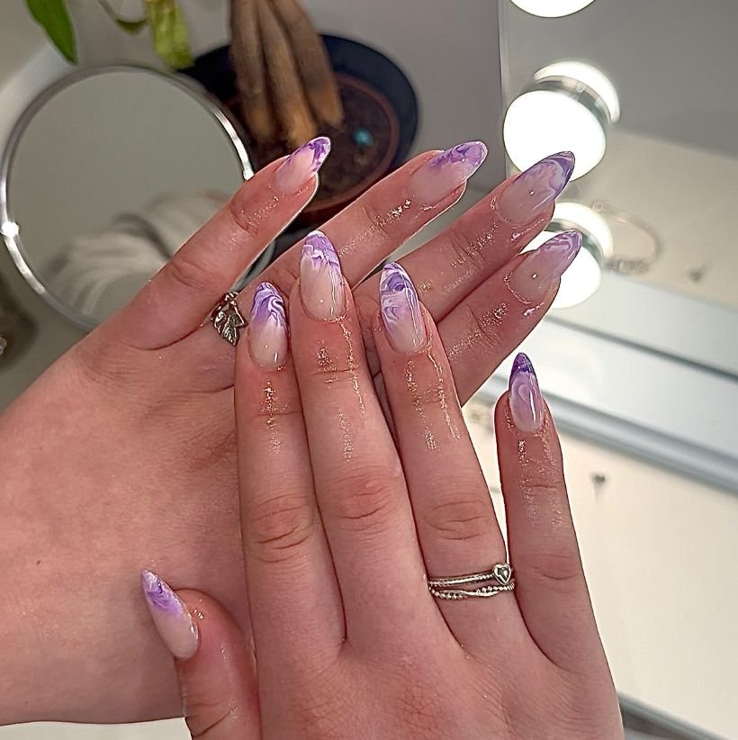 Marble French Tip Nails
