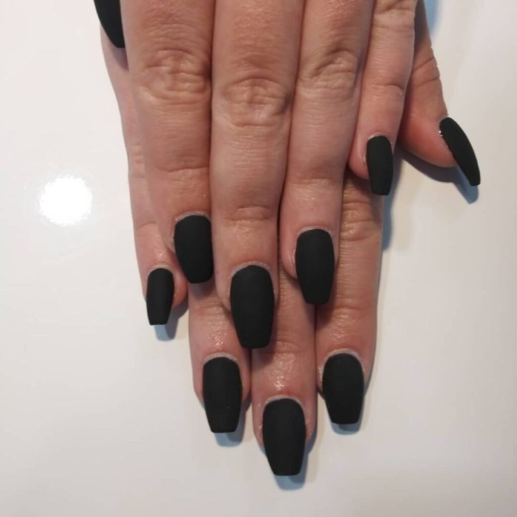 Matte Black Coffin Nails