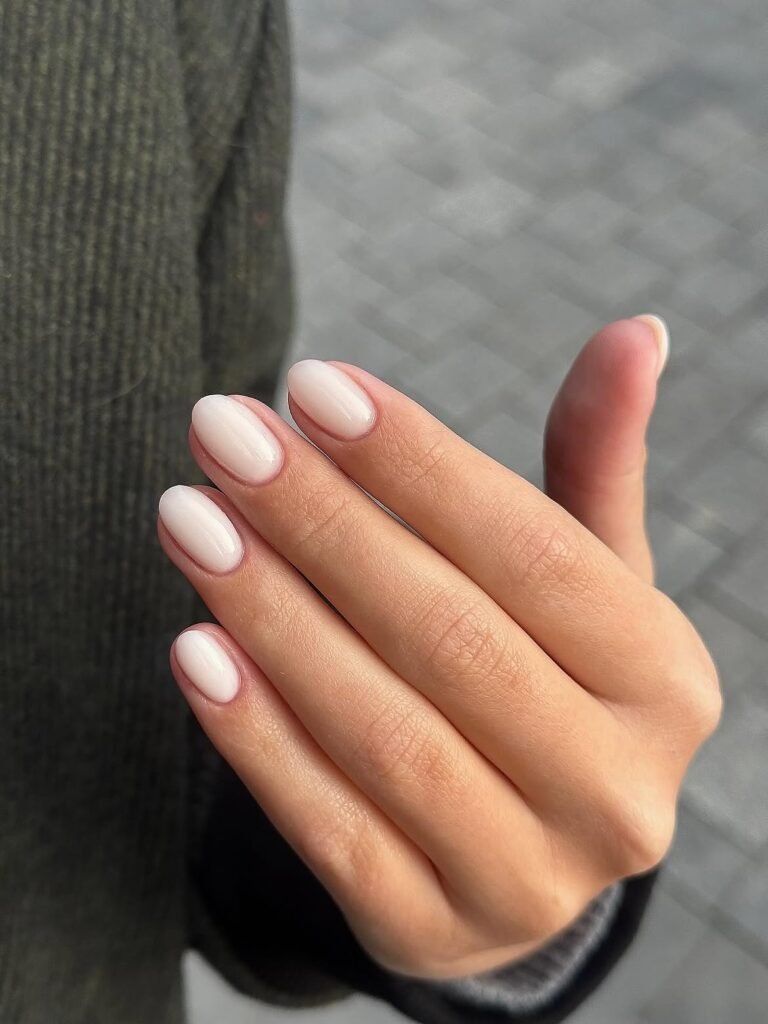 Milky White Gloss Nails