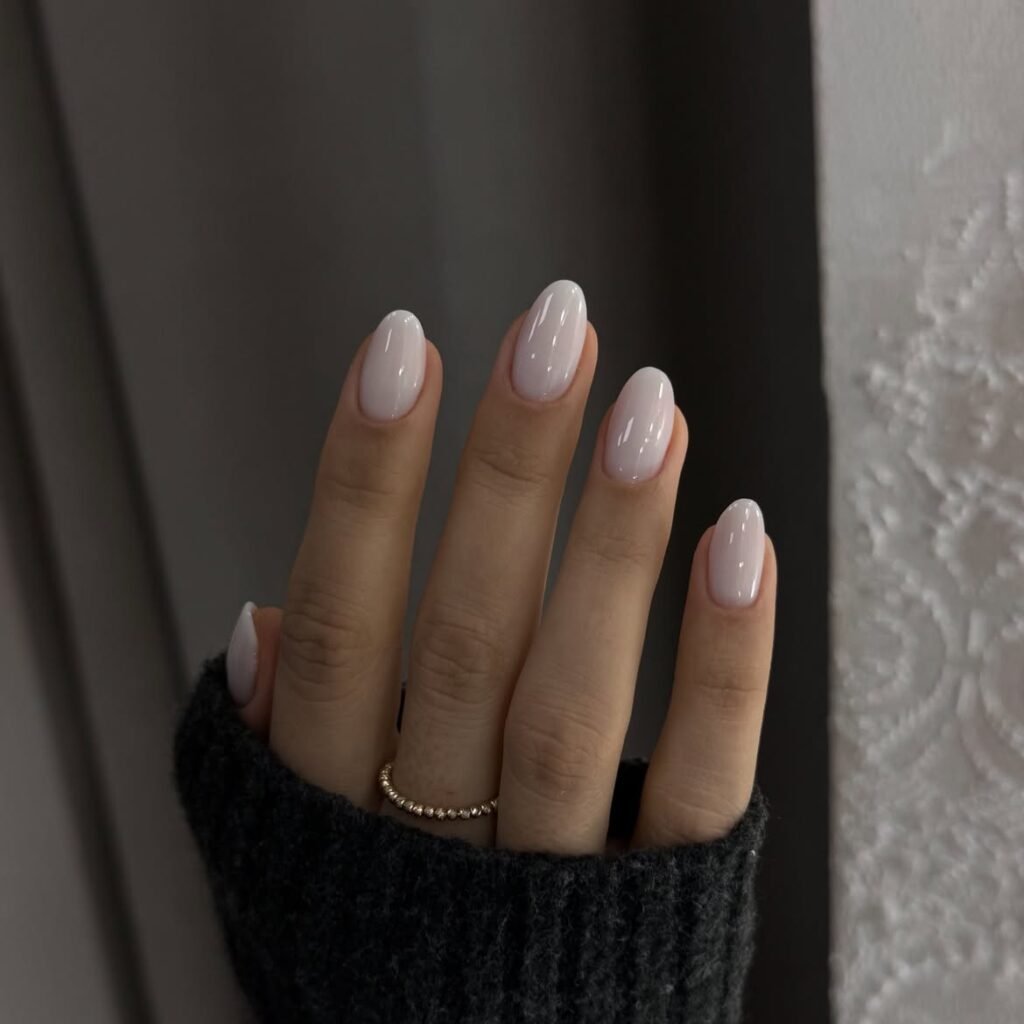 Milky White Elegant Nails
