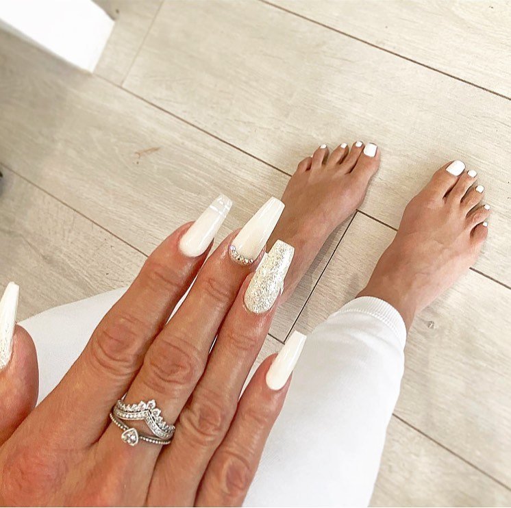 Milky White Wedding Nails