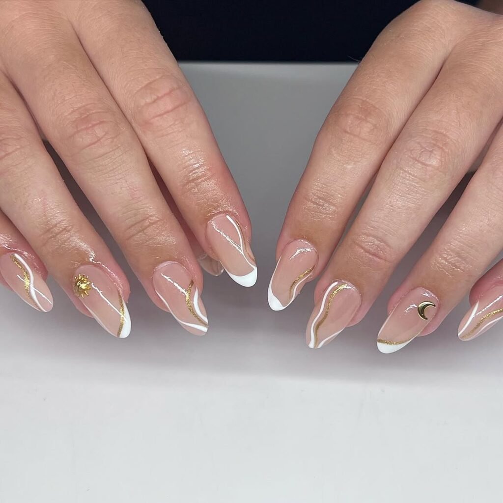 Minimalist Gold Line Nails