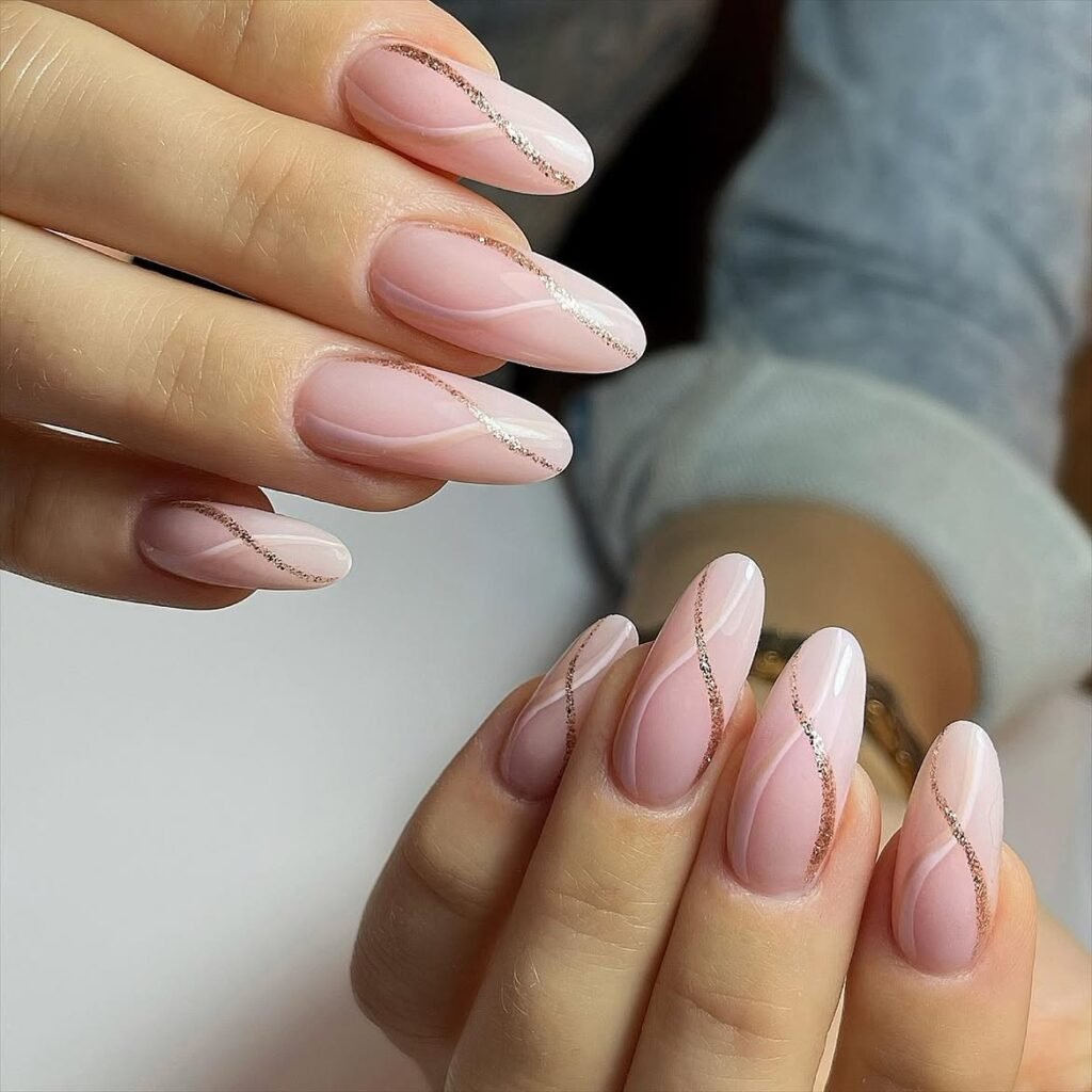 Minimalist Gold Line Nails