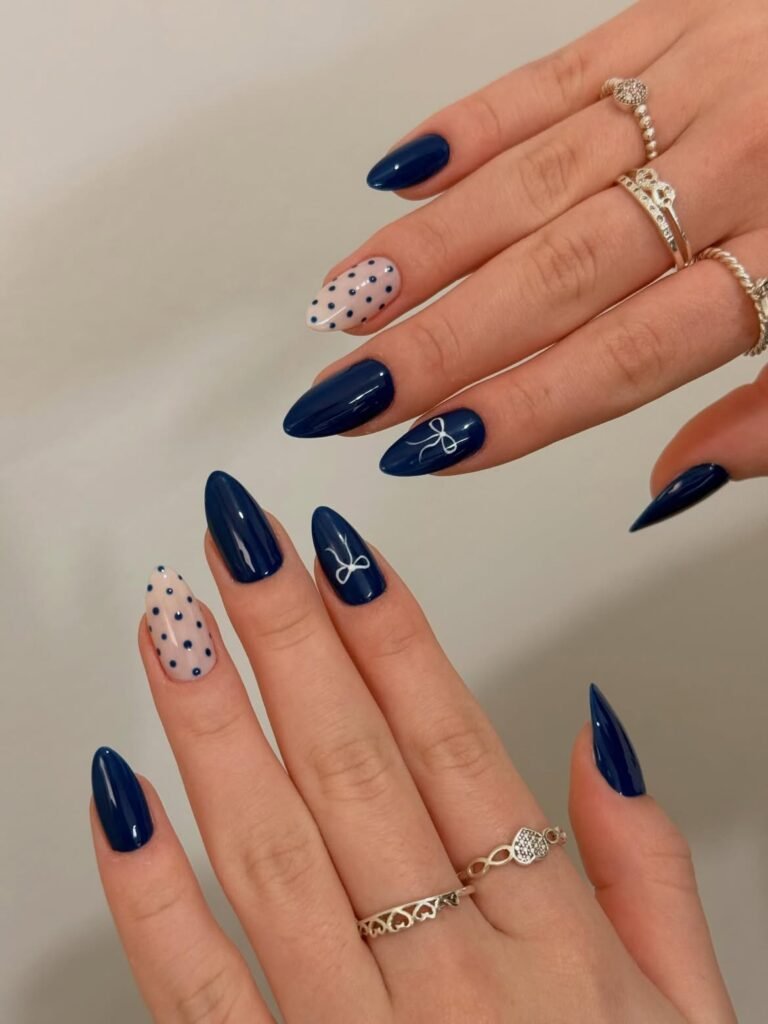 Navy Blue Gloss Nails