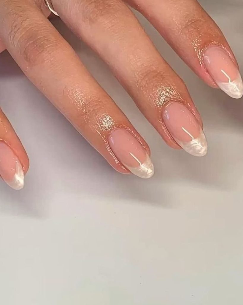 nude pearl french tips
