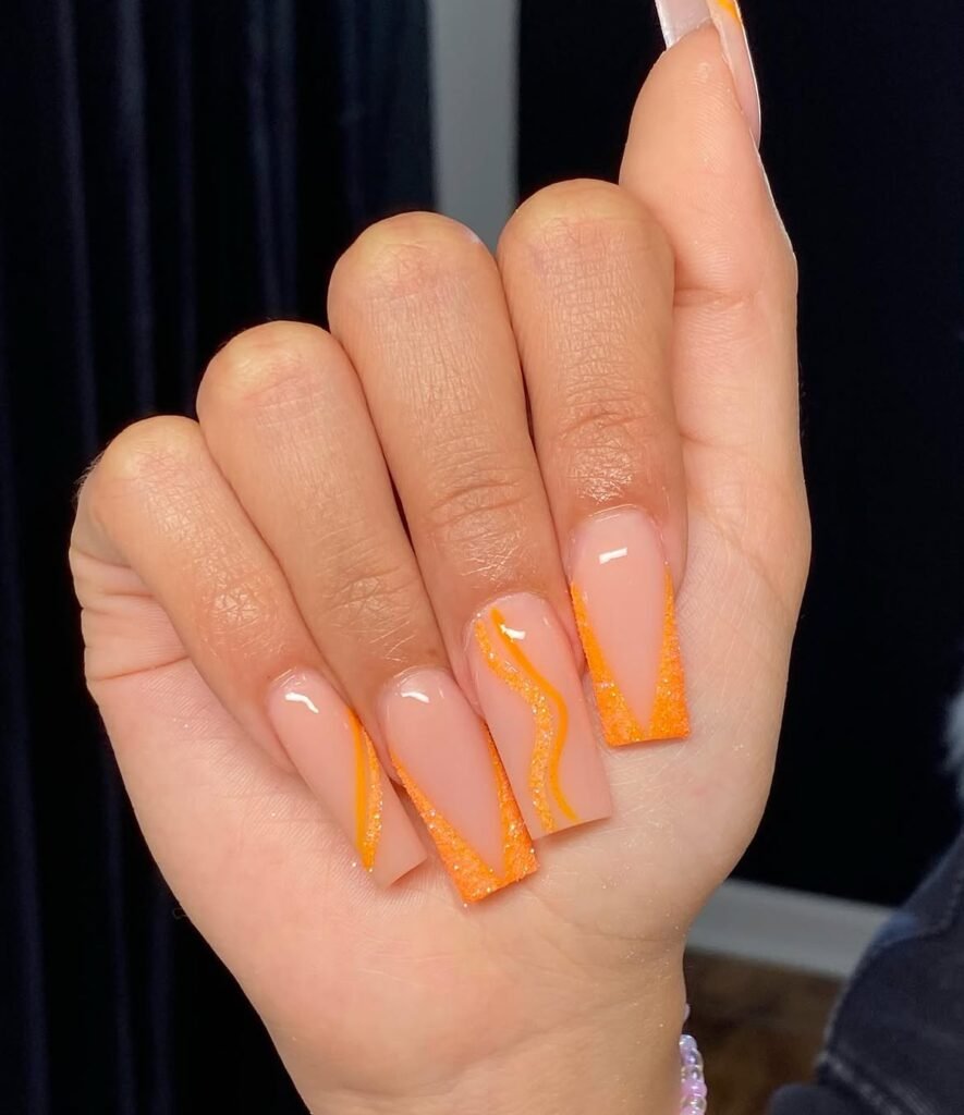 Orange Acrylic Nails