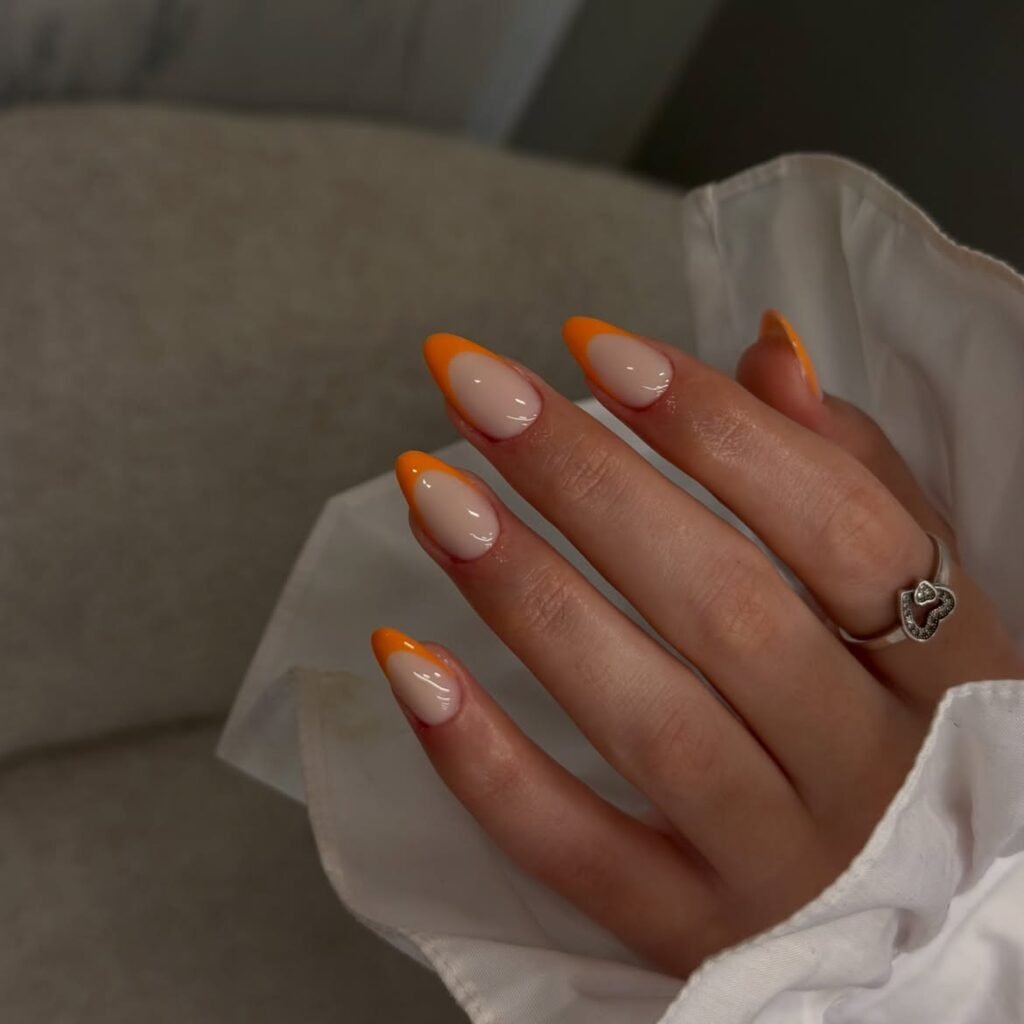 Orange French Tip Nails