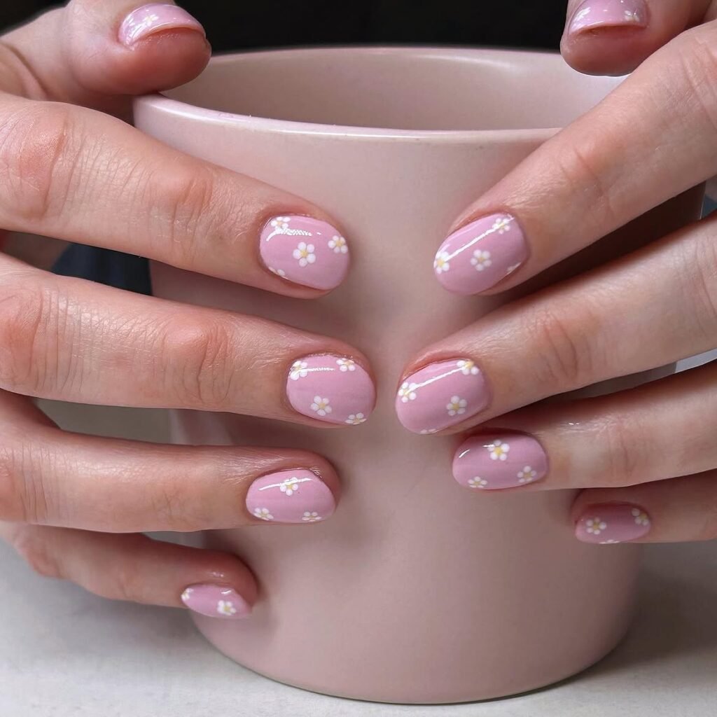 Pastel Daisy Nail Art