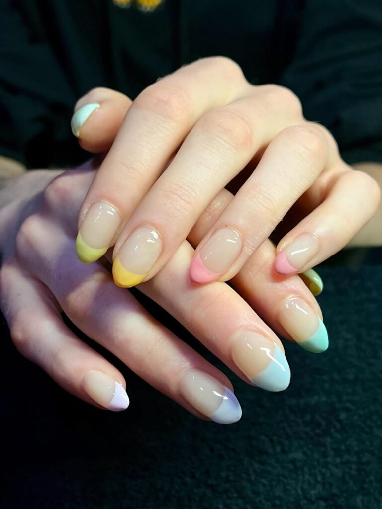 Pastel Rainbow French Tips