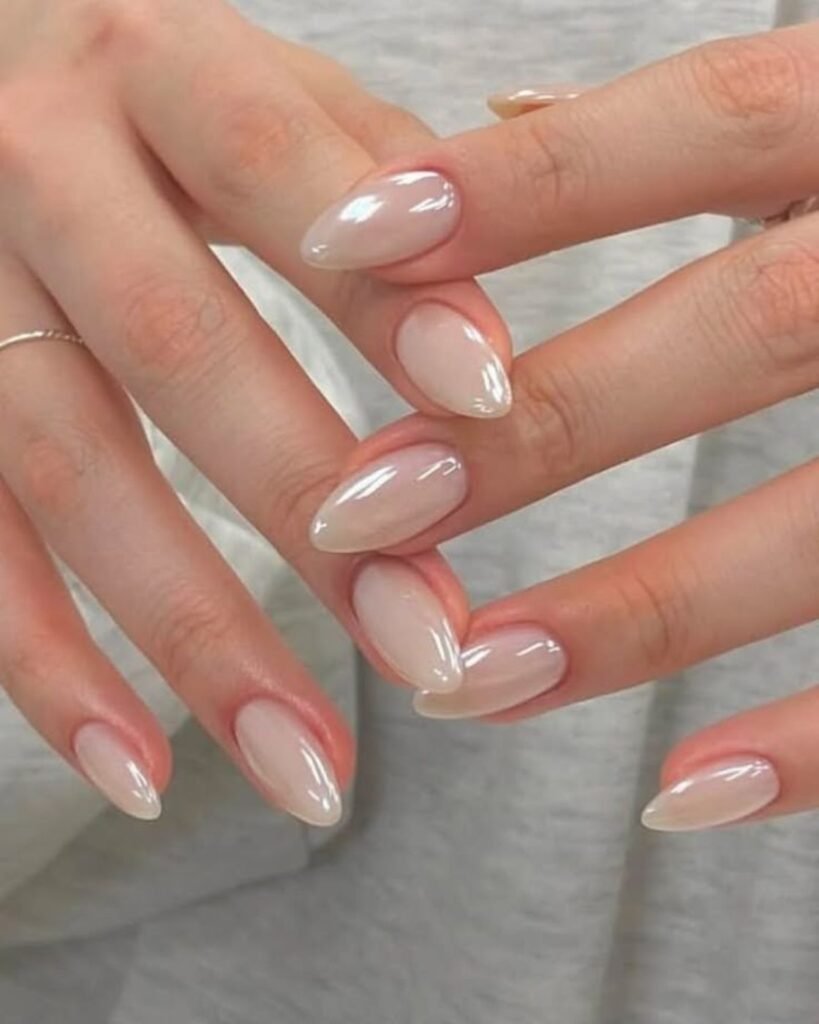 Pearl Accent Nude Nails