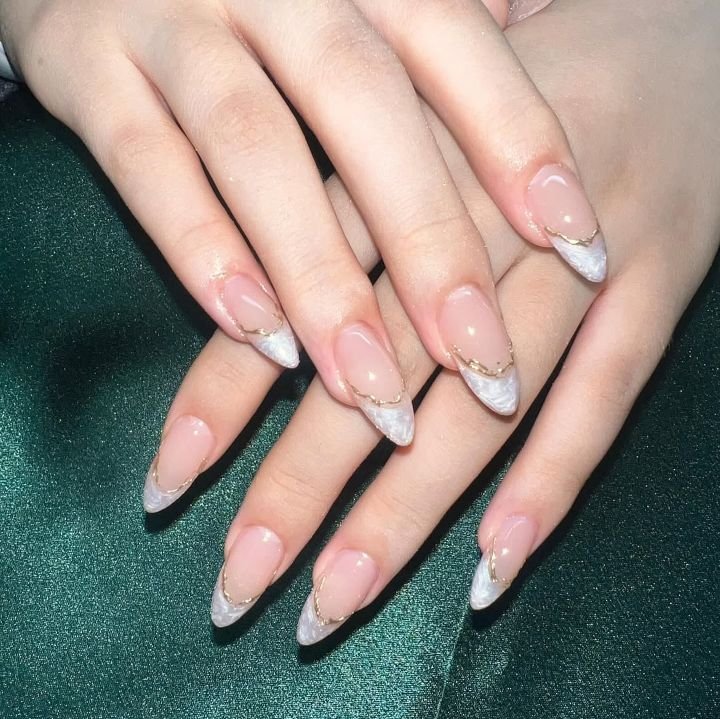Pearl French Tip Nails