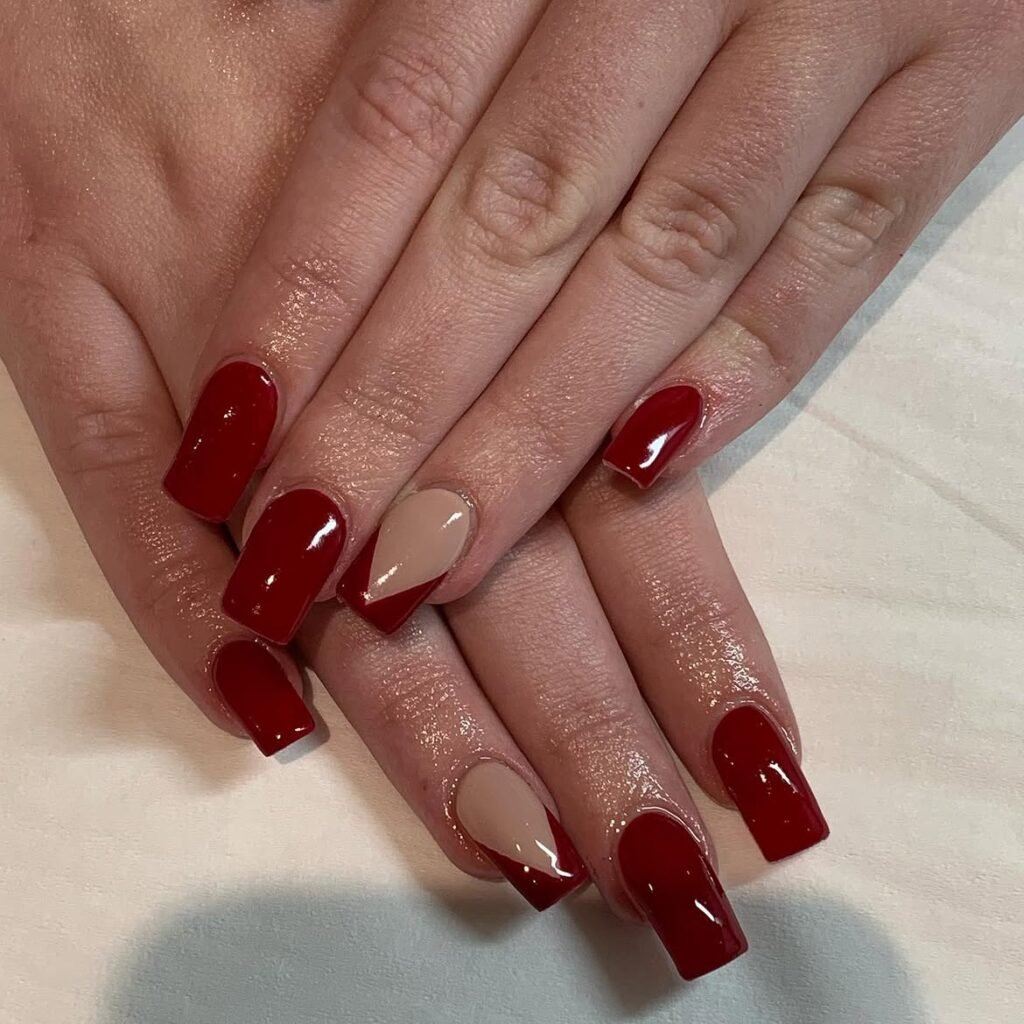 Red Gloss Coffin Nails