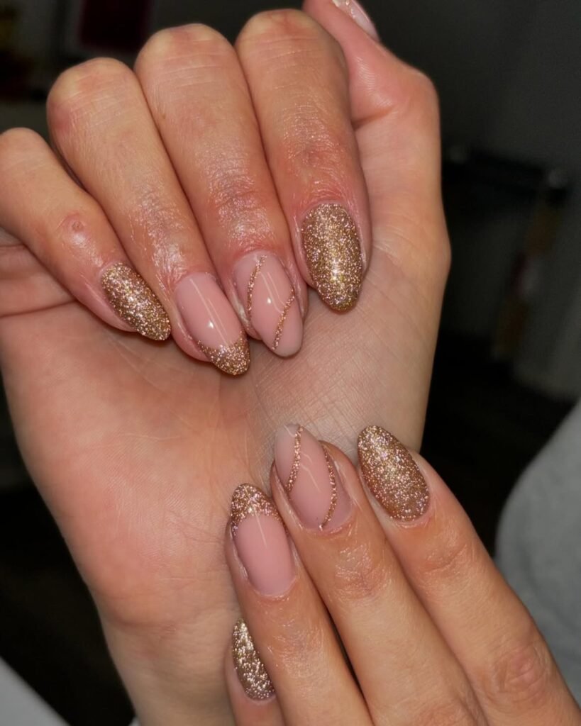  Rose Gold Glitter Nails