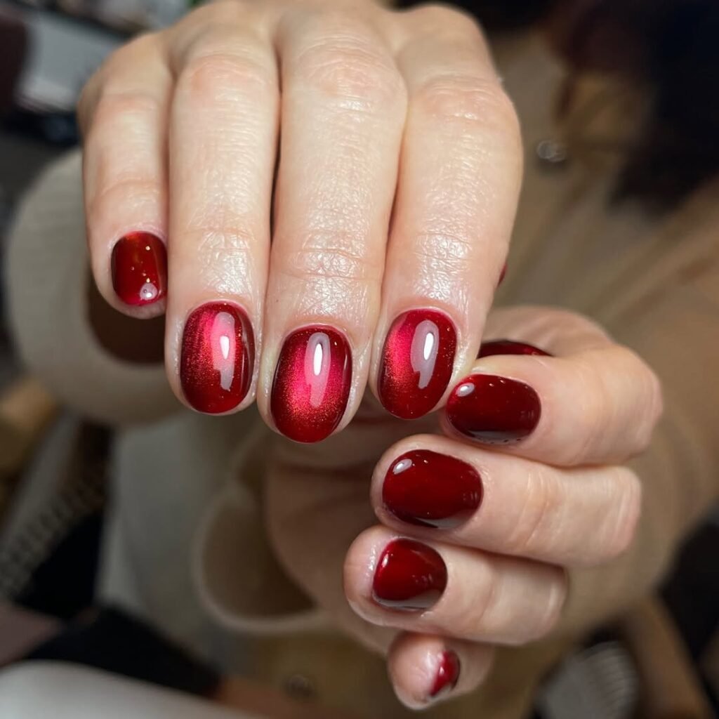 Ruby Red Cat Eye Nails