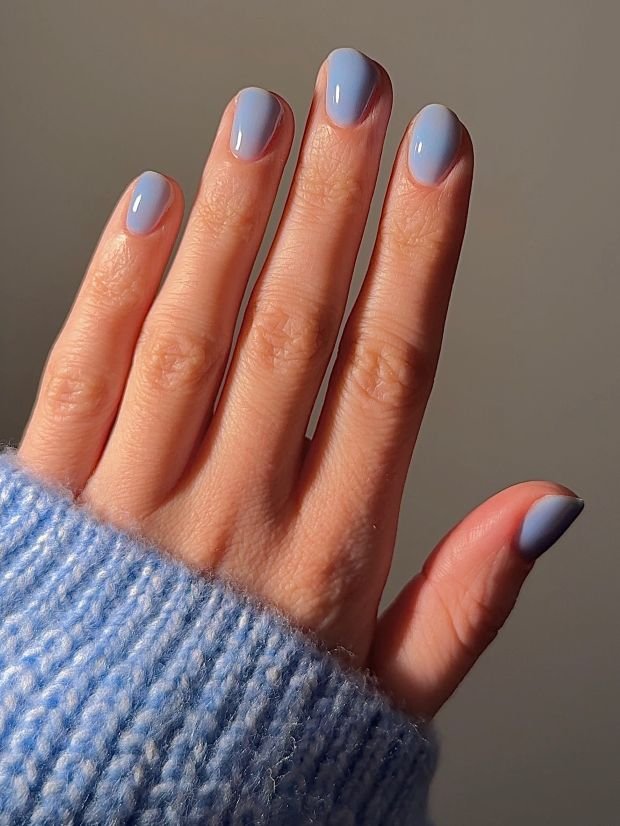 Short Blueberry Milk Nails