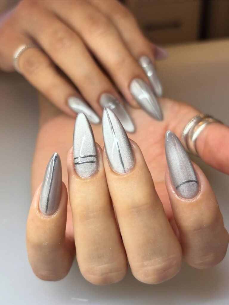 Silver Chrome Cat Eye Nails