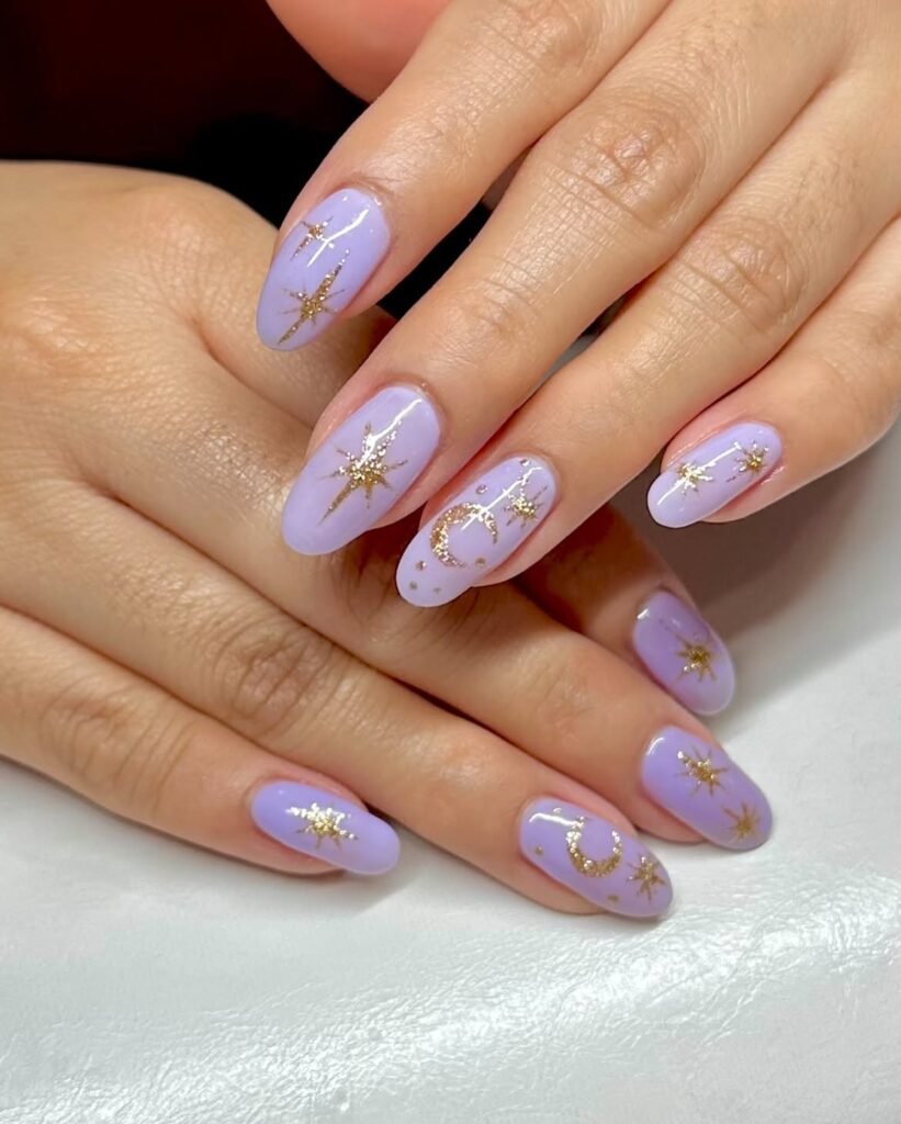 Soft Lavender Wedding Nails