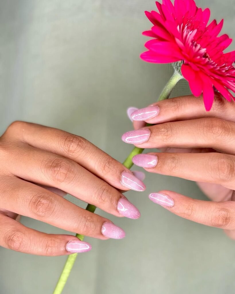 Soft Pink Glossy Nails