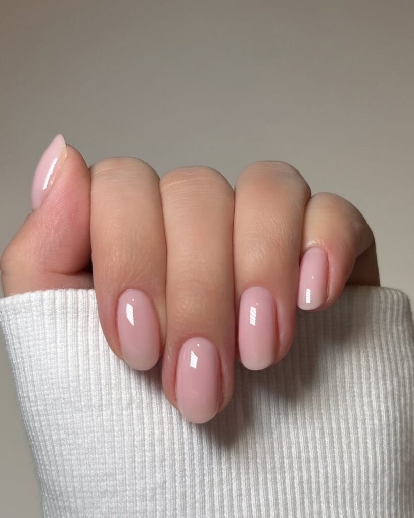Sheer Pink Lip Gloss Nails