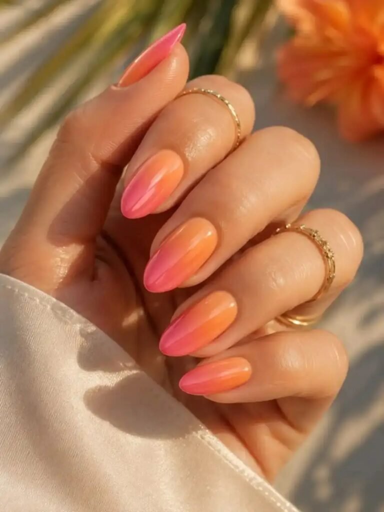 Sunset Ombre Coffin Nails