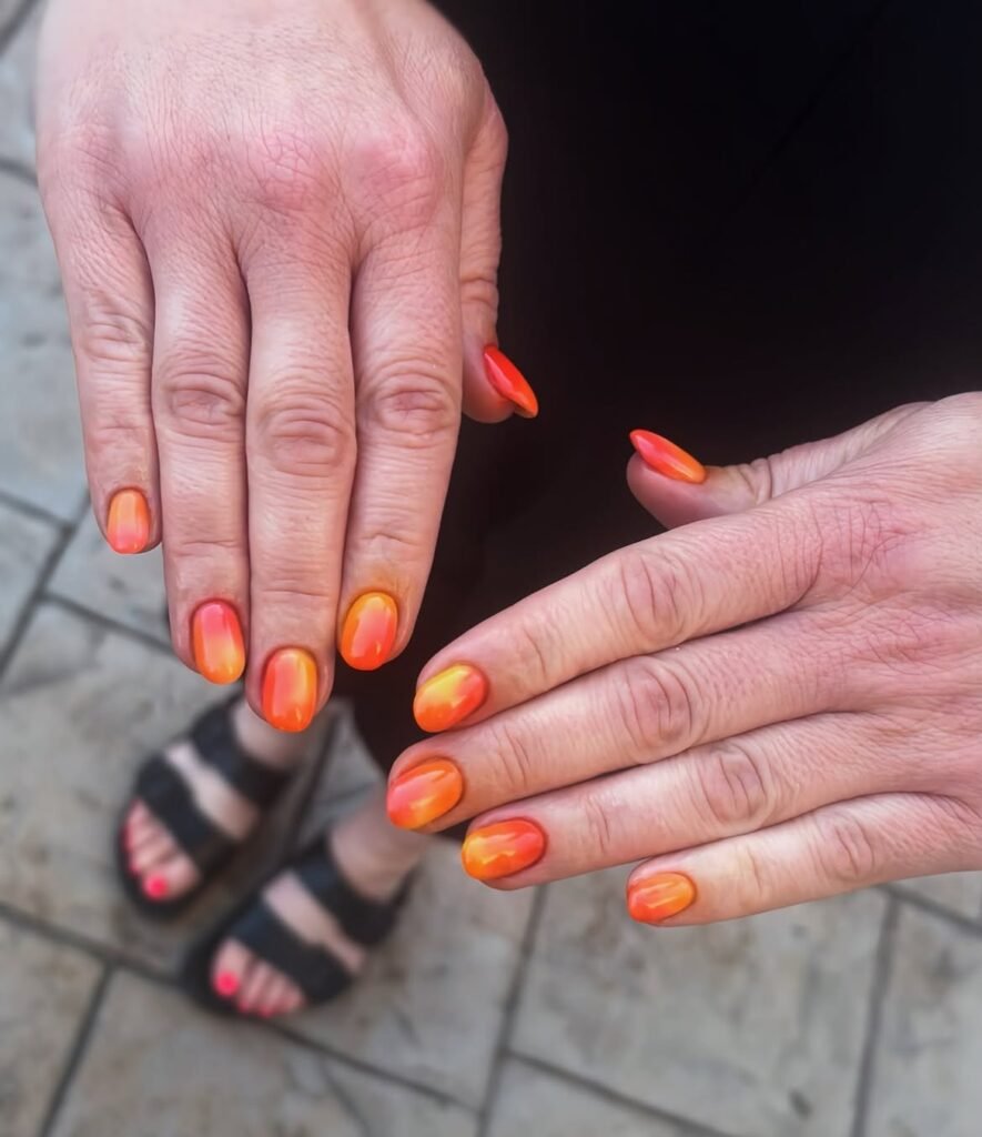  Sunset Orange Nails
