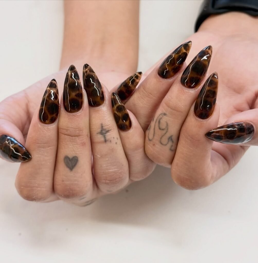Tortoiseshell Coffin Nails