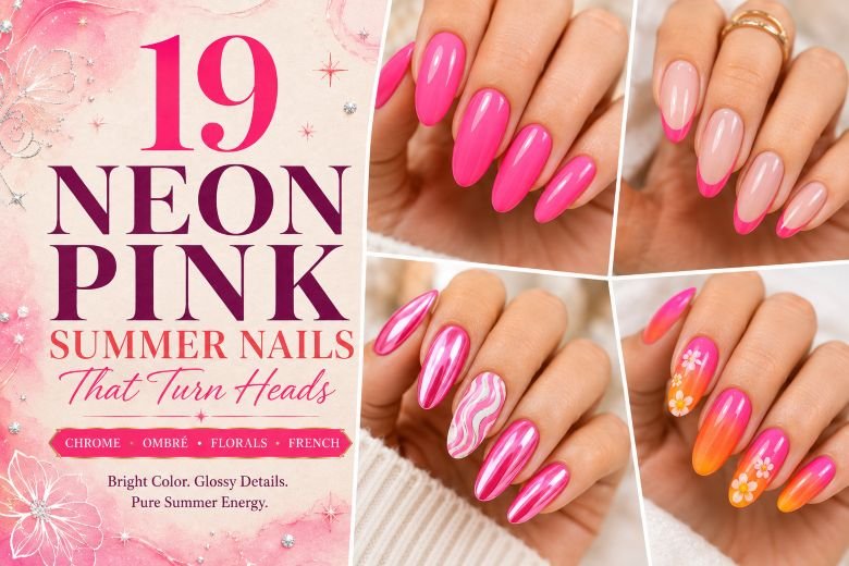 19 Neon Pink Summer Nail Designs
