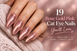 19 Rose Gold Pink Cat Eye Nails Design