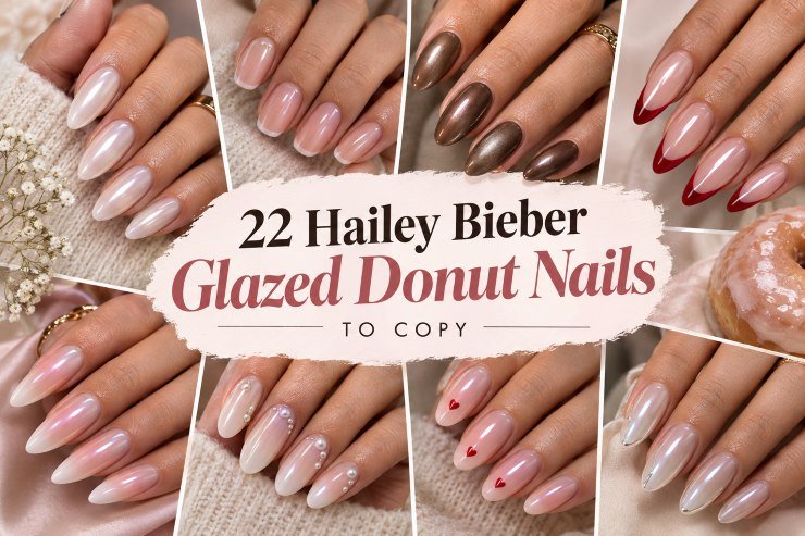 22 Hailey Bieber Glazed Donut Nails