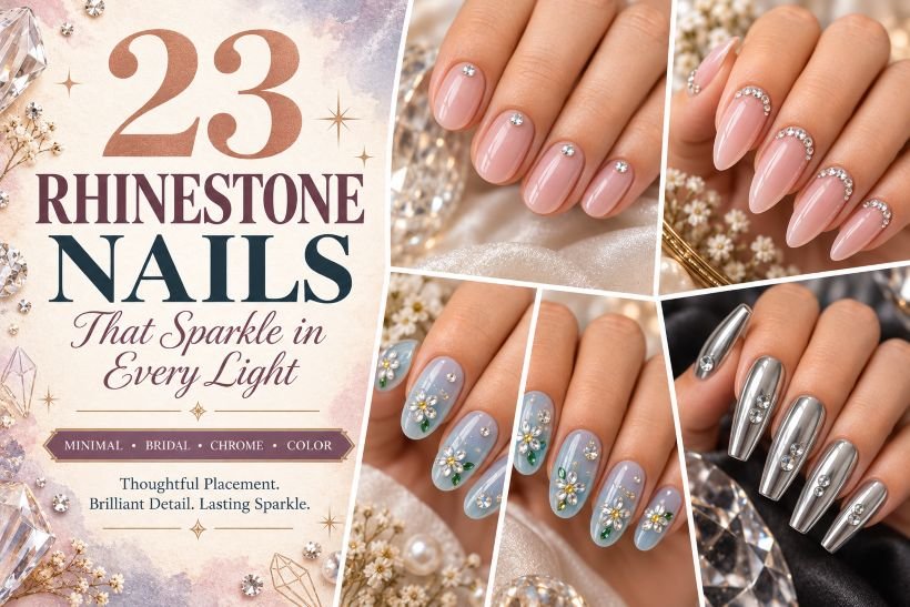 23 Rhinestones Nail Ideas Collage
