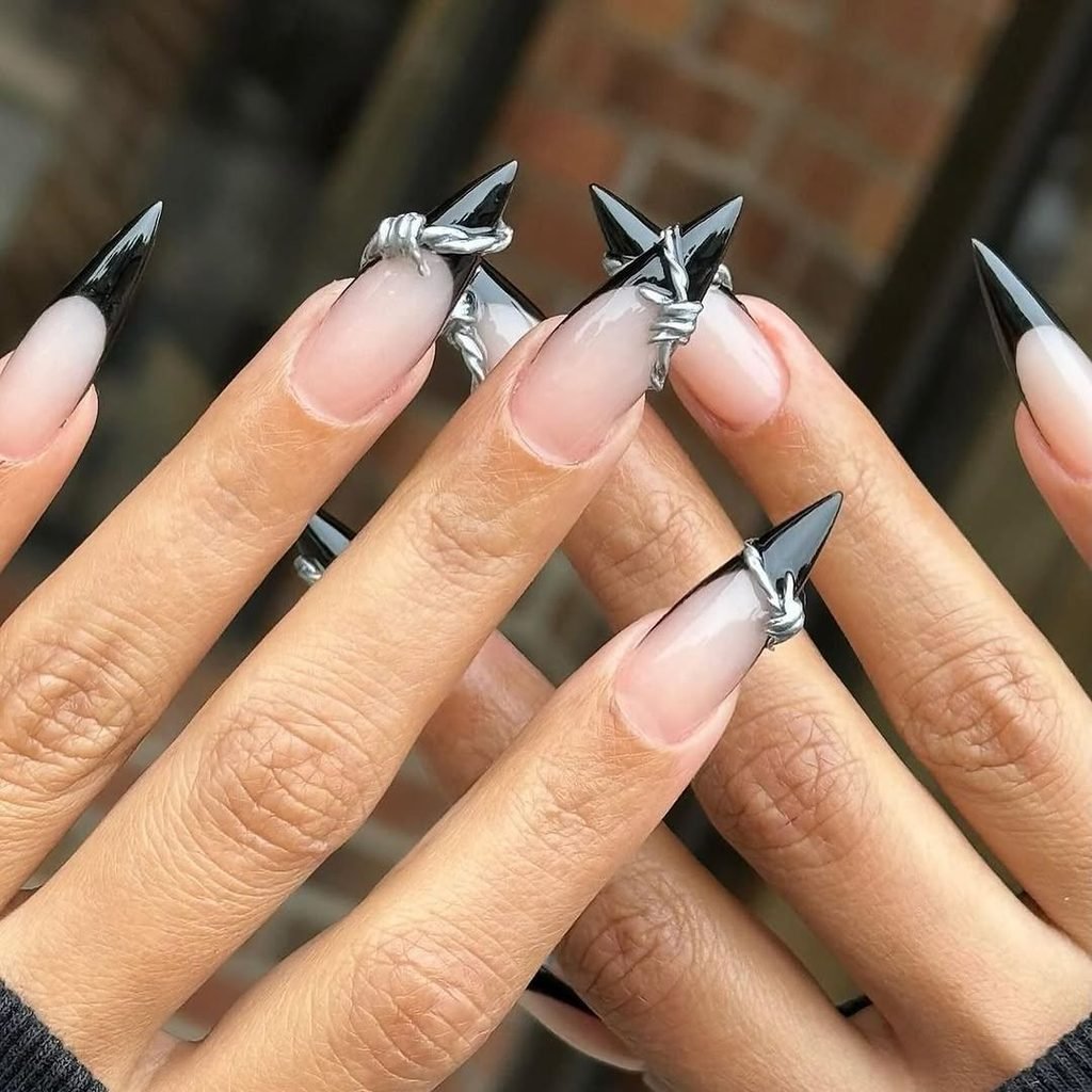 Barbed-Wire Negative-Space Nails