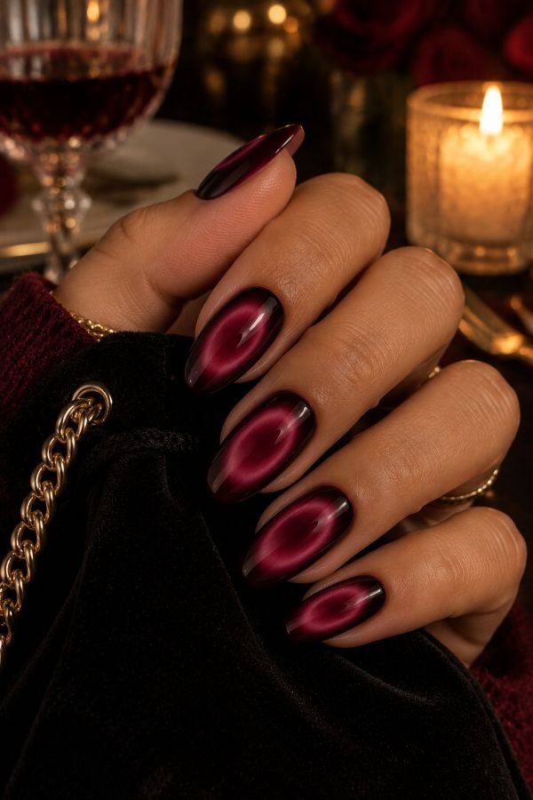 Black Cherry Eclipse Aura Nails