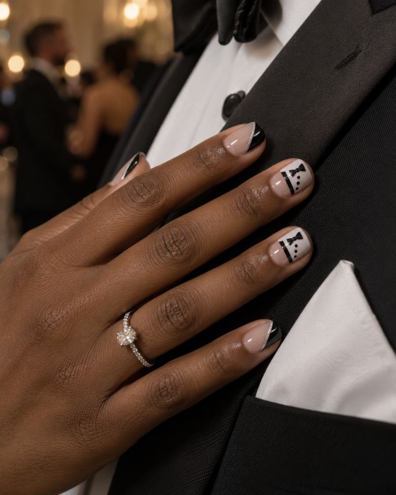 Black-Tie Tuxedo Nails