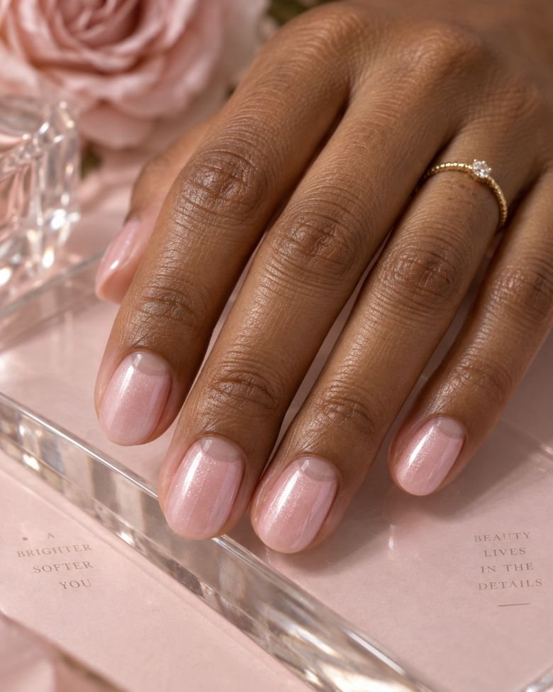 Blush Glaze With Clear Half-Moons