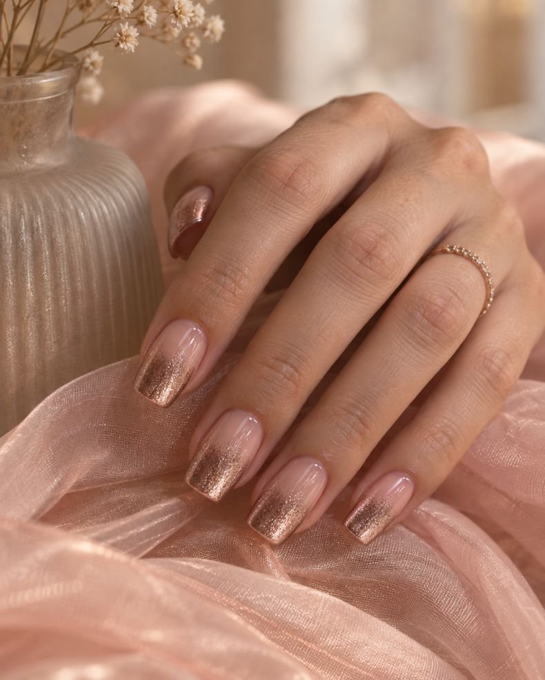 Blush-to-Rose Gold Velvet Ombré