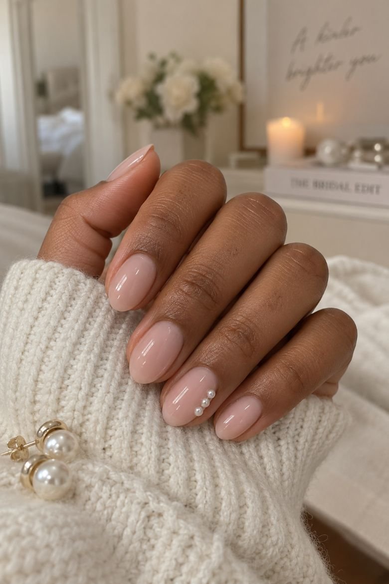 Bubble Bath Nails With Pearl Trios