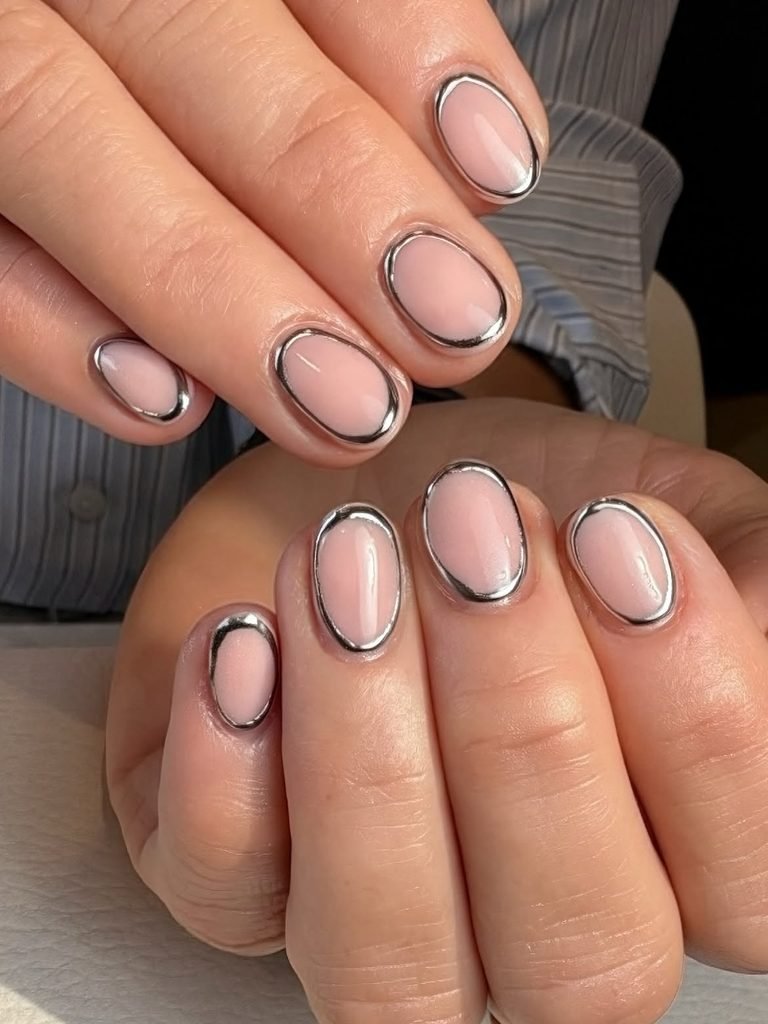 Bubble Bath Nails With Silver Frames