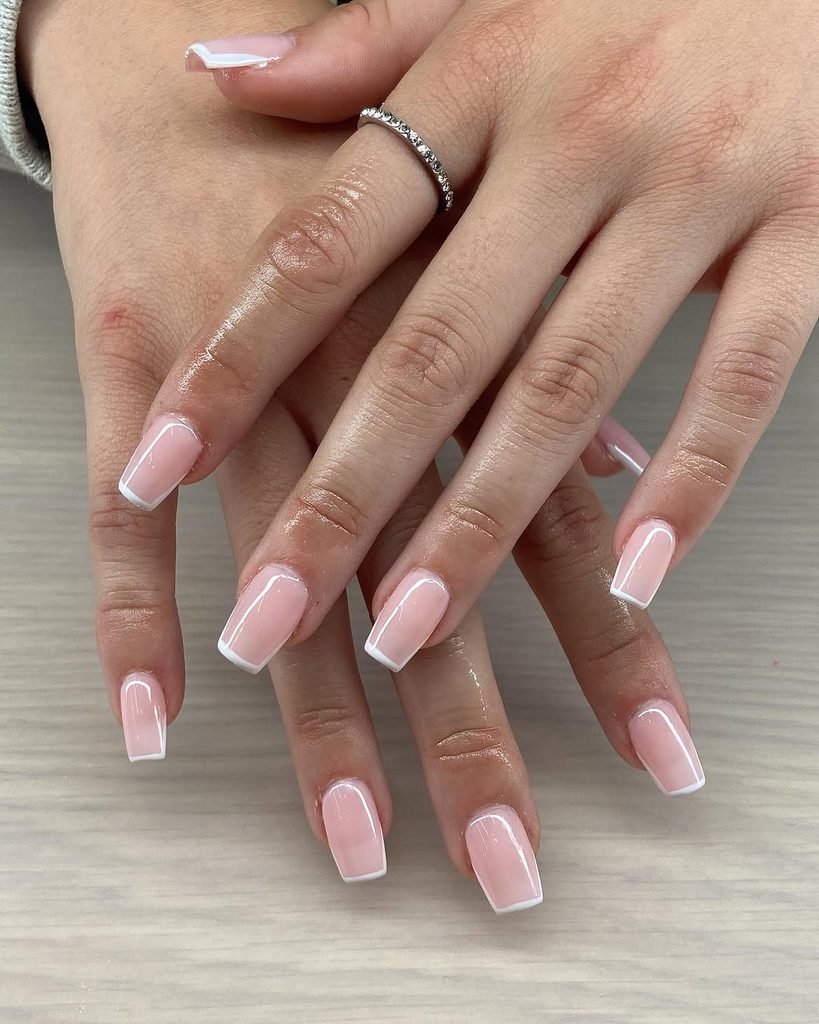 Bubble Bath Nails With White Micro-French Tips