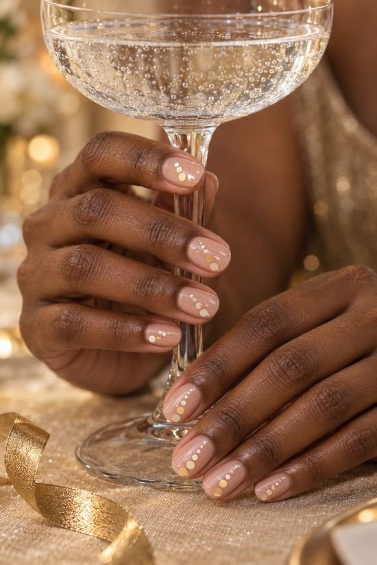 Champagne Bubble-Dot Nails