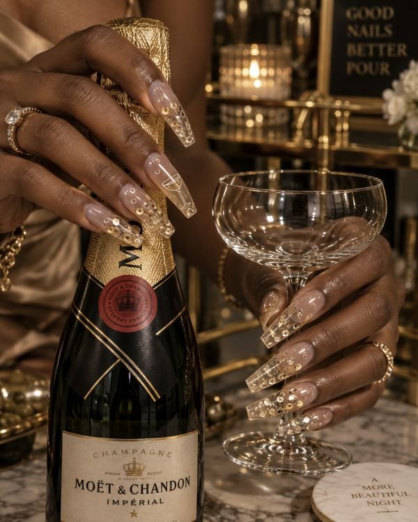 Champagne Bubble Glass Nails