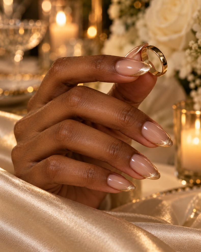 Champagne Cat-Eye French Tips
