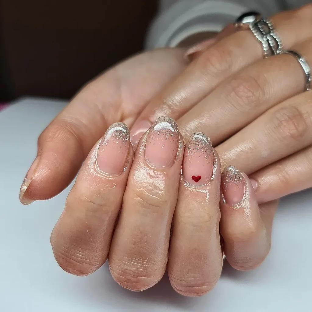 Champagne Glitter Fade Nails