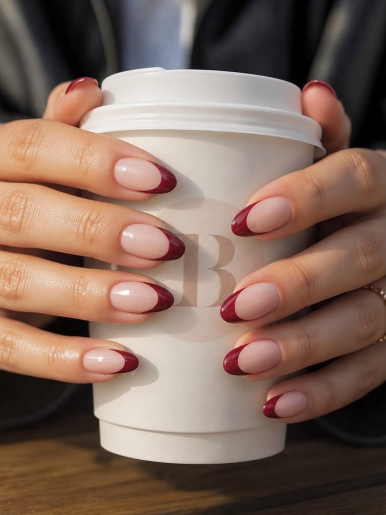 Cherry-Red French Tips for a Modern Bride