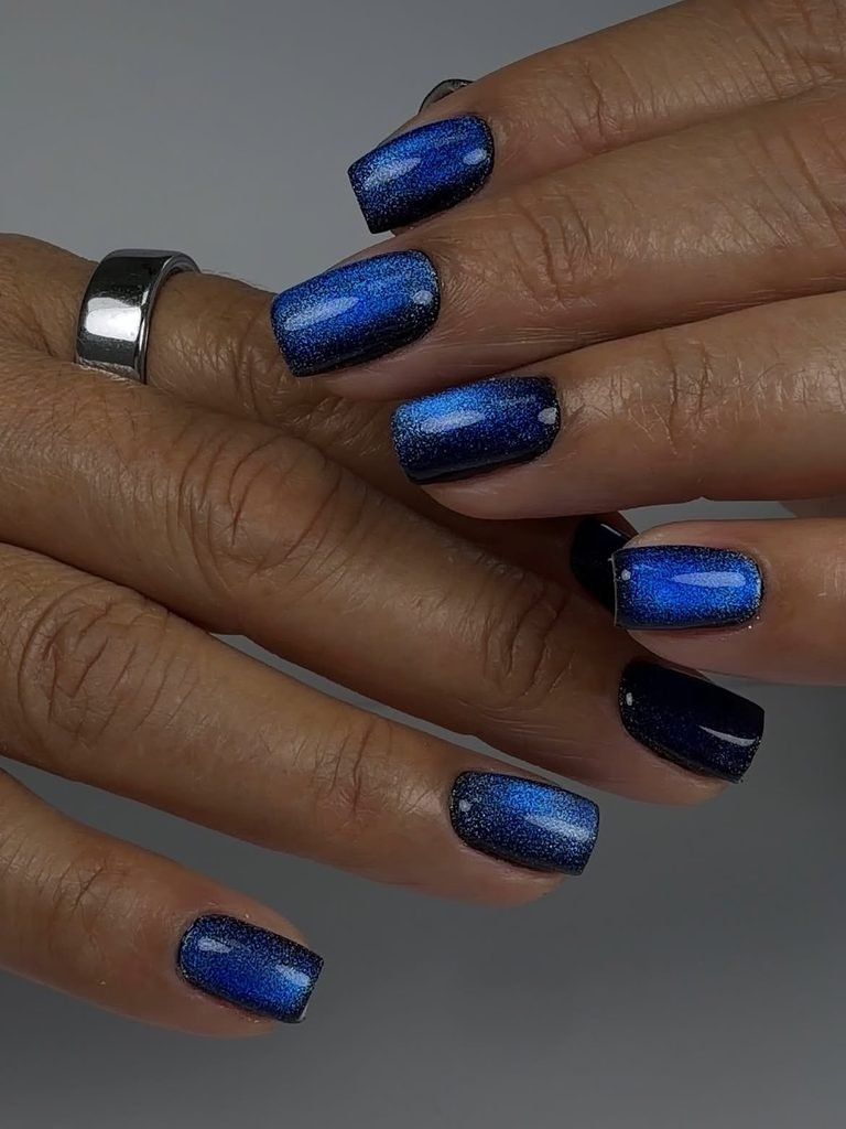Cobalt Velvet Cat-Eye Nails